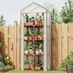 4 Tier Bamworld Mini Greenhouse for Outdoor Indoor 22 x 16 x 66-Inch Portable Greenhouses with Reusable PE Cover Small Greenhouse Kit for Outside Heavy Duty Patio Wooden Greenhouse Tent