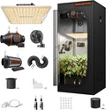 Spider Farmer 2.3x2.3ft Grow Tent Kit Complete 28"x28"x63" SF-1000 Full Spectrum Dimmable Grow Light, Grow Tent Complete System Growing Tent Kit Set with 4" Ventilation System & 6'' Clip Fan