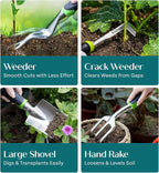 Heavy Duty Garden Tools Floral Set - Rust Proof, Non-Slip, Durable Gardening Supplies - Ergonomic Hand Tools - Ideal Gardening Gifts for Women, Men Mom, Dad
