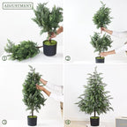 3FT Real Touch Cedar Topiary Trees for Front Porch Decor, Artificial Shrubs Faux Plants Potted UV Resistant Fake Greenery for Outdoor Indoor Door Garden Farmhouse Home Decoration (Set of 2)