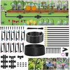 240FT Drip Irrigation System for Garden: 30 Nozzles 1/2" PE Tubing Automatic Watering Kit Adjustable Misting Sprinkler Mister 1/4" Hose for Water Plants Tape Raised Beds Lawn Outdoor Greenhouse