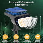 GKGG Solar Lights Outdoor Waterproof IP65, Solar Powered 76 LED 3 Lighting Modes Solar Spot Lights Outdoor for Yard Garden Landscape Pathway (Warm White, 6 Pack)