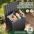 Devoko 29 Gallon Waterproof Outdoor Storage Box Resin Deck Box Lockable and UV Resistant for Patio Furniture, Garden Tools (Gray, 29 Gallon)