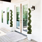 THE BLOOM TIMES 6ft Tall Spiral Topiary Trees Artificial Outdoor Set of 2, Large Faux Boxwood Fake Plants Outside UV Resistant for Front Porch Planter Garden Patio Decor 6 Foot