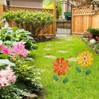 YEAHOME Garden Decor for Outside, Set of 2 Metal Flowers 23.6” Decorative Garden Stakes for Spring Decor, Yard Art Flower Stakes for Outdoor Lawn Backyard Porch Garden Decorations (Orange, Yellow)