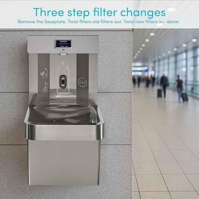 Avalon Wall Mounted Water Fountain with Bottle Filling Station, High Capacity Cooling, Sensor Dispensing, Self Cleaning, Digital Bottle Counter Display, Dual Filtration, ADA Compliant