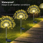 Slyuexu Solar Garden Lights Outdoor Waterproof, 2 Pack 120 LED Solar Firework Lights Decorative Garden Décor Outside for Flowerbed Pathway Party Christmas Decoration, Warm White
