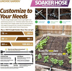 LICNCHOC GARDEN Soaker Hose 100ft,1/2 INCH Flexible Durable Garden Hose for Efficient Watering, Leak-Proof Design 100% Recycled Rubber,Ideal for Lawns,Gardens & Flower Beds