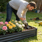 GARDMAX 8x4x1FT Galvanized Raised Garden Bed Kit, Metal Planter Boxes Outdoor with Easy Assembly, Large Garden Bed for Vegetables, Fruits, Flower, Herbs Rectangle Dark Gray