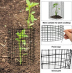 YEXEXINM 10 Pack 12" H X 4" D Wire Small Plant Protector from Animals, 10 PCS Small Metal Plant Cage Chicken Wire Cloche with Ground Stakes and Nylon Tie to Keep Animals Out, Garden Protection