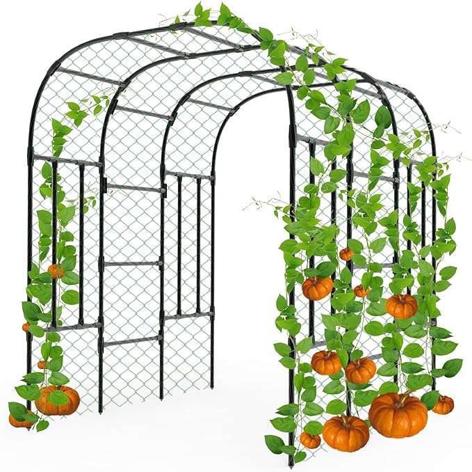 Garden Arch Trellis - 69"L*71"W*87"H, Rust-Proof Grape Trellis with Thickened Steel Pipe, Garden Arch Trellis for Climbing Plants Outdoor, Tunnel Trellis for Cucumber, pumpkin,Squash, Melon