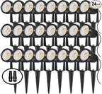 REEGOLD Low Voltage Landscape Lights Outdoor: 7W 700LM LED Landscape Lighting with Connectors for Tree Garden Yard Pathway | 12V 24V Warm White 2700K Spotlights | IP65 Waterproof | 24 Pack