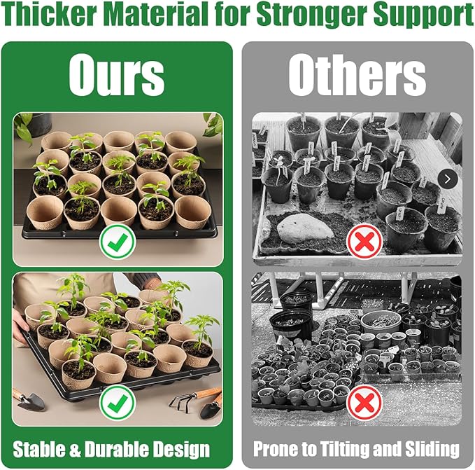 RooTrimmer 20 Cell Plant Trays for Carrying 3 inch Round Nursery Pots, Sturdy Plastic Trays Suitable for Holding 200 pcs Peat Pots (10 Packs)