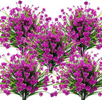 10 Bundles Artificial Flowers Outdoor UV Resistant Fake Plants Indoor Outside Hanging Planter Home Garden Decor (Purple)