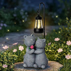 twinbling Outdoor Cat Garden Statues with Solar Lantern, Solar Lantern Cat Figurines Decor for Yard, Lawn, Porch & Patio, Unique Housewarming/Birthday Gifts for Women