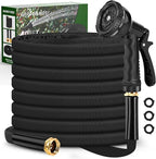 Garden Hose 100ft, 3/4" GHT Non-Expanding Water Hose Lightweight, Flexible Garden Hose with 10 Function Nozzle, Kink-Free, Sturdy, High-Pressure, Abrasion Resistant Hoses for Yard, Garden