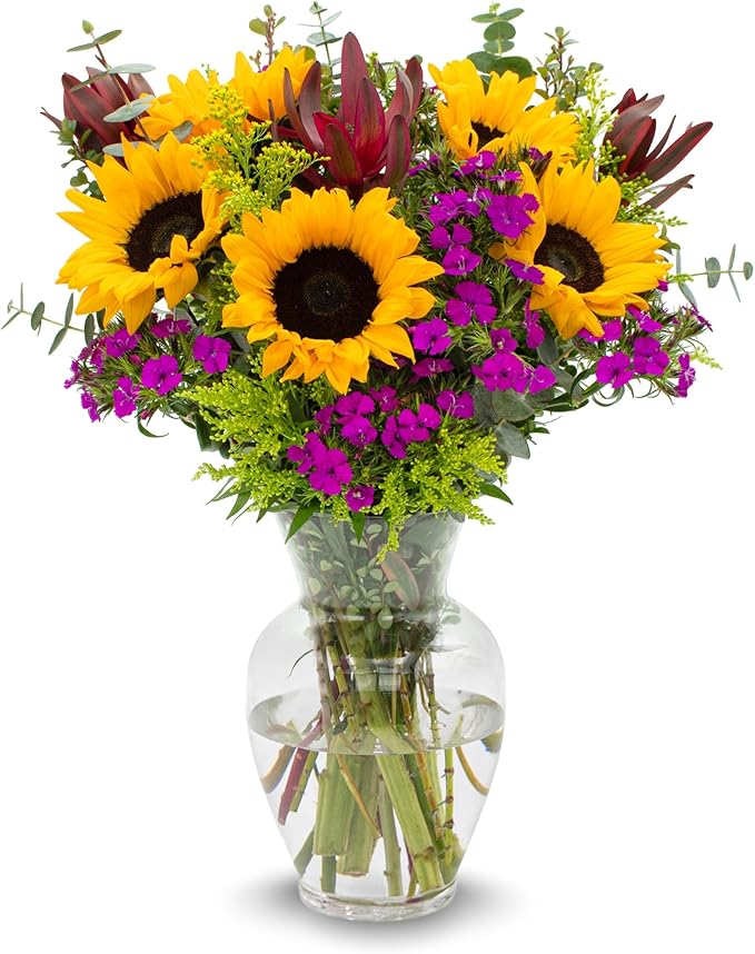 Stargazer Barn – Wildflower Bouquet with Vase – Mother’s Day Flowers for Mom – Fresh Flower Delivery, Farm Fresh, Hand-Tied in USA, Ready to Gift
