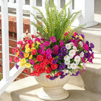 Artificial Flowers Fake Plants for Outdoors Decoration, 12 Bundles Silk Morning Glory with Boston Fern Realistic UV Resistant Faux Spring Flowers for Outside Planter Yard Patio Garden Home Indoor Urn