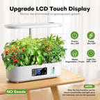 Ahopegarden Hydroponics Growing System Kit Indoor Herb Garden with Grow Light 12 Pods, with LCD Touch Panel Hydroponic Planter, Planting Height Up to 17", Grower Harvest Fresh Veggie Lettuce, White
