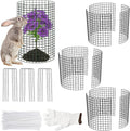 3 Pcs Plant Protector from Animals 12x16 Inch Metal Wire Mesh Garden Plant Cages for Gardening Supplies – Garden Plant Protectors with 30 Cable Ties, 9 Stakes & Gloves