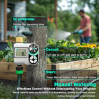 [2 Pack] QUOBAS Digital Water Timer, Programmable Sprinkler Controller, Large LCD Display, Auto/Manual/Delay Modes, for Garden Hose Watering and Drip Irrigation System