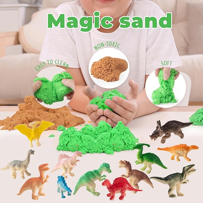 JOYEEMAX Dinosaur Light-Up Terrarium Kit for Kids - LED Night Light Birthday Gift for Boys Ages 4 5 6 7 8-12 Year Old - Dinosaur Toys for Boys - DIY Arts and Crafts Kit for Kids