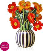 Freshcut Paper Pop Up Cards, French Poppies, 12 Inch Life Sized Forever Flower Bouquet 3D Popup Greeting Card, Birthday Cards, Thank You Card, Blank Notecard & Envelope