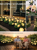 GIGALUMI Solar Lights Outdoor for Garden Decor, 3 Pack Solar Flower Lights Waterproof, 2 Lighting Modes 9 Roses for Pathway,Yard, Patio Decoration, Gardening Gifts for Women (Yellow)