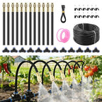 Automatic Drip Irrigation Kits - Garden Watering System with 360° Bendable Spray Adjustable Copper Atomizing Nozzles for Yard, Lawn, Raised Bed, Greenhouse, Potted Plants (15 Nozzles, 50FT Hose)