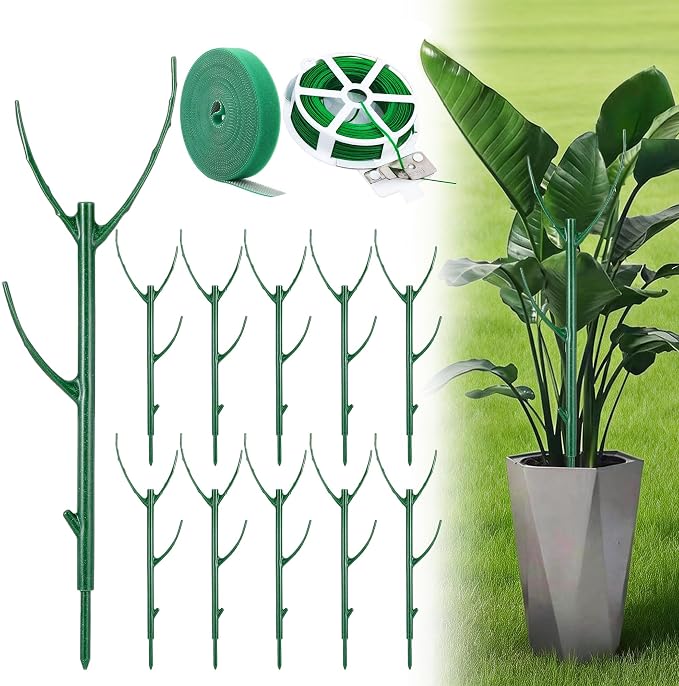 10 Pack Stackable Plant Support Stakes - Climbing Support for Indoor & Outdoor Use - Garden Accessories for Monstera, Pothos, Philodendron - Aesthetic Alternative to Moss Poles & Trellises