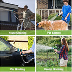Garden Hose 50 ft, Stainless Steel Metal Water Hose with Nozzle, Flexible and Durable, Rust Proof, No-Kink, Heavy Duty, Leakproof 3/4'' Brass Fittings, Lightweight Hose for Patio, Lawn