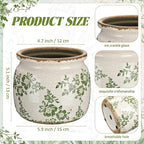 Vintage Planter Large Ceramic Plants Pot Green Beige Vintage Ditsy Ice Crack Cottage Scroll Vase Flower Vase Pot Indoor Plants Home Kitchen Decor Farmhouse Antique Decorative Gifts