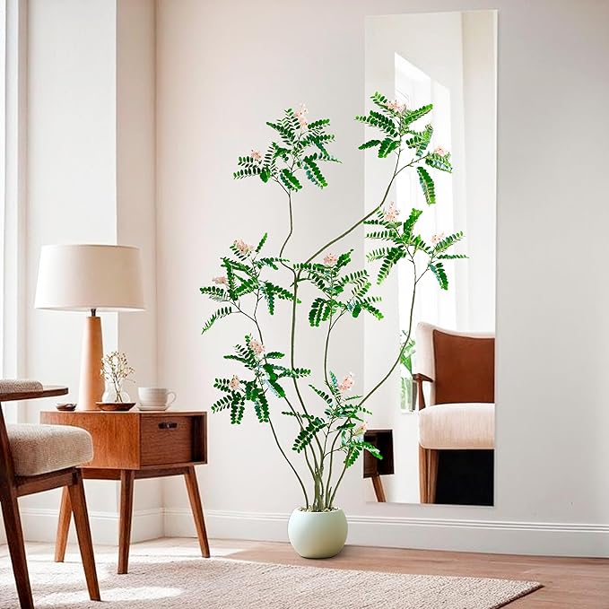 Artificial Mahonia Fortunei Tree - 6FT Artificial Plants Indoor, Fake Floor Plant with White Planter, Tall Sumac Faux Plants for Decor Indoor Home Sala Office Hotel Patio Studio（Pink