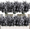 RECUTMS Black Artificial Flowers, 12 Pcs Fake Outdoor UV Resistant Plants Faux Plastic Greenery Shrubs Indoor Outside Hanging Planter Flower Decoration, Garden Decor (Black+White Eucalyptus)