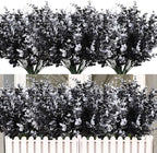 RECUTMS Black Artificial Flowers, 12 Pcs Fake Outdoor UV Resistant Plants Faux Plastic Greenery Shrubs Indoor Outside Hanging Planter Flower Decoration, Garden Decor (Black+White Eucalyptus)