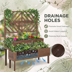 Giantex Raised Garden Bed with Trellis, 2-Tier Standing Planter Box with Legs and Drain Holes, Outdoor Elevated Garden Trellis for Vine Climbing, Flower Vegetable Fruit Herb Growing, Coffee Brown