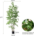 Bailikang Artificial Ficus Tree Indoor 6ft, Large Potted Faux Tree with Realistic Silk Leaves & Trunk for Home Office, Living Room Corner Decor