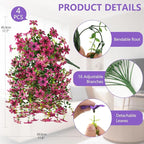 Artificial Hanging Baskets Outdoor, 4 Bundles Artificial Hanging Flowers Outdoors Spring Summer Decoration, No Fade Realistic Fake Hanging Baskets for Porch Patio Balcony Home Yard Decor
