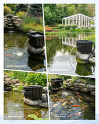 POPOSOAP Large Pond Filter Kit, 1200GPH Pond Filter with Quiet Pond Pump & 9.8FT Tube, Multiple Filtration System for for Koi Pond Garden Pond Water Clean & Clear-P2580