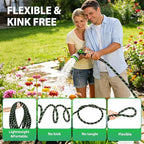 Garden Hose 100 ft Water Hose Flexible Non-Expandable Outdoor Heavy Duty Lightweight Leakproof Kink-free flex Watering Hose Pipe with Nozzle for 3/4 inch Fitting Yard Lawn Outside Car Wash