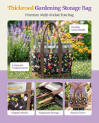 10-Piece Garden Tool Set with Reinforced Organizer Handbag, Heavy-Duty Stainless Steel Gardening Tools with Premium Ergonomic Wood Handles, Professional Rust-Proof Gardening Gift Set for Women, Mother