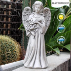 Rezpuao Solar Angel Statue for Outdoor, Angel Figurine with Resin, Outdoor Decor for Patio Lawn Yard Porch, Garden Gift