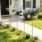 GOFORWILD Shepherd’s Hooks 6 Pack Black, 65 inches Tall, Adjustable Garden Hook for Outdoor, Hanging Plant, Solar Lights, Lanterns, Bird Feeders, Garden Stake and Wedding Decor, 7015-3