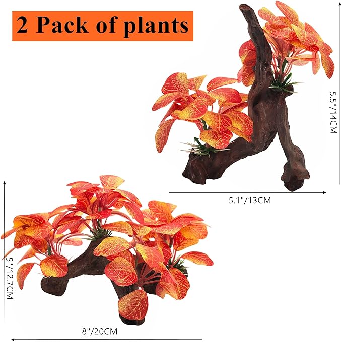M2cbridge Artificial Fish Tank Plants Aquarium Plant Aquatic Water Grass Foreground Decor(2PCS Large Colorful)
