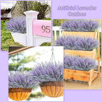 obbsie 30 Bundles Artificial Lavender Outdoor, 14.5" UV Resistant Faux Plants Outdoor Greenery Stems No Fade Plastic Fake Flowers for Window Garden Office Patio Porch Decor