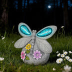 Solar Dragonfly Garden Decor with Cracked Glass Wings, Outdoor Resin Dragonfly Statue with Solar Light for Patio, Lawn, Yard Ornament Eco-Friendly Housewarming Gift for Women