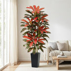 Artificial Red Dracaena Tree - 6FT Tall Fake Plants with Black Square Planter - Artificial Plants Indoor Floor Plant in Pot - Large Tropical Fake Yucca Potted Tree for Home Office Living Room Decor