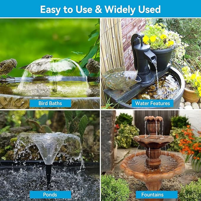 POPOSOAP Solar Fountain Pump with Pond Filter Kit Built-in 3000mAh Battery Backup, 8W Solar Water Fountain Pump, Pond Filters for Outdoor Ponds Bird Baths DIY Water Feature