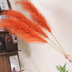 Premium Faux Orange Pampas Grass – 55" Tall Ultra-Fluffy 24-Branch One-Piece Stems No Assembly, Luxury Silk-Feel Feather Flowers for Fall Autumn Boho Home Decor (Tangerine, 8 Stems 140cm)