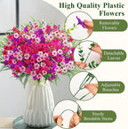 Alupssuc 48 Bundles Artificial Flowers for Outdoors Planters Spring Decoration, UV Resistant Faux Eucalyptus Violet and Lavender Silk Fake Plants for Outside Indoor Yard Home Patio Decor, Mix 3 Colors